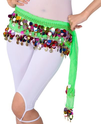 KBOPLEMQ Karneval kostüm Damen, Rock Damen Pailletten-Tanzrock Bauchtanz-Outfit Glitzer-Quaste Fransen Hüftschal Rave Taille Wickelgürtel Kostüm Bauchtanz Hüfttuch Gürtel Für Orientalische,Zumba