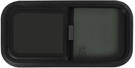 Gorgivous Ventana corredera vertical para autocaravana, 70 x 40 cm, diseño de cristal negro, rejilla de malla de alambre, aislamiento térmico, protección visual, repuesto para ventanas de RV