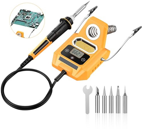 Cordless Soldering Station for Dewalt 20V Max Battery, with Auxiliary Welding Clamp and wrench, Upgraded Electric Digital LCD Display, Fast Heating Up welding for Appliance Repair (Tool Only)