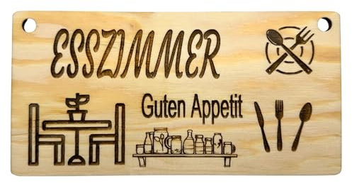 Dekoratives Schild mit Aufschrift: Esszimmer Guten Appetit. Hängeschild, Dekoration an der Tür, Wanddekoration, Geschenk, Holzschild, natürliche Dekoration