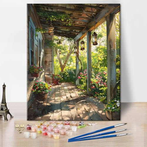 TISHIRON Malen nach Zahlen Erwachsene Blüte Pflanze, Ölgemälde für Home Decor Flower, DIY Malen nach Zahlen auf Leinwand Wald, Acrylmalerei nach Zahlen Kit für Erwachsene 40 x 50 cm(rahmenlos)