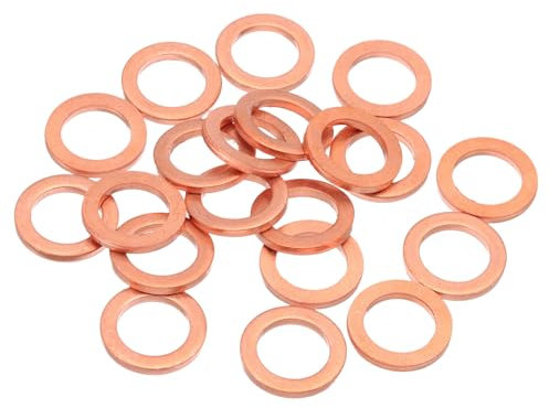sourcing map 20 rondelle piatte in rame M12, 12 x 18 x 2 mm, guarnizione piatta aggiornata metrica, rondelle ad anello di tenuta per raccordi idraulici, bulloni, dadi e riparazione elettronica