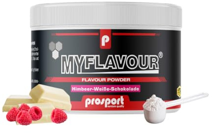 Prosport MyFlavour® Powder – Himbeer-Weiße-Schokolade Geschmackspulver für Shakes & Desserts – Kalorienarm, mit Süßungsmittel – Für Quark, Joghurt, Milch – 150g Dose