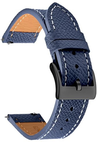 ULLCHRO Retro Leder Uhrenarmbänder für Herren und Damen, weiches Nubukleder, Ersatzarmbänder mit Schnellverschluss, Schwarz Edelstahlschließe, Bandbreite 18mm 20mm 22mm (20mm, Marineblau)