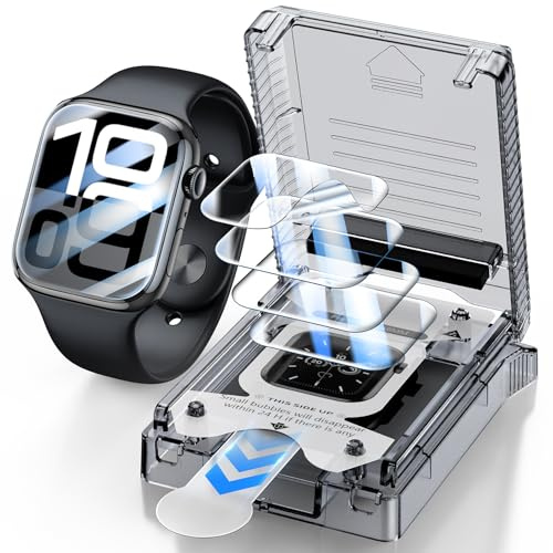 LK 4 Stück Schutzfolie für Apple Watch Series 11/Series 10 46mm | [Auto-Installation] Blasenfrei [Volle Abdeckung] HD-klar Selbstheilungsfunktion Flexible TPU Displayfolie