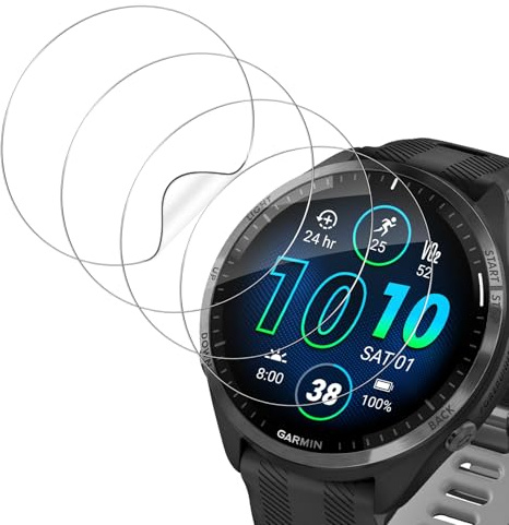 HidWee Protection Écran pour Garmin Forerunner 965, 4 Pièces Film TPU Auto-Réparateur Couverture Complète Bord Incurvé, 0,26mm HD Sans Bulles, Hydrophobe Anti-Sueur, avec Outil de Positionnement