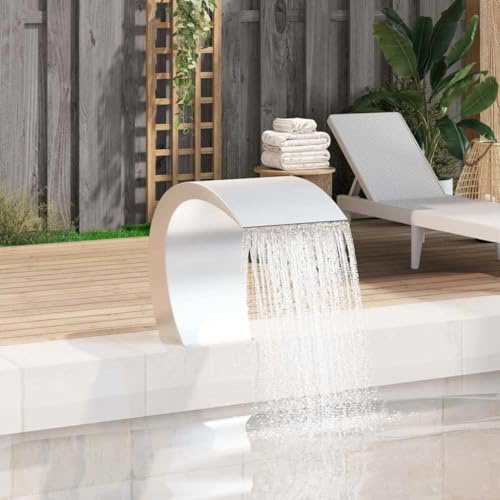 Emmtore Schwalldusche Edelstahl Schwallbrause Pool Wasserschwall Schwimmbad, Silber 30x60x45 cm,ohne LED