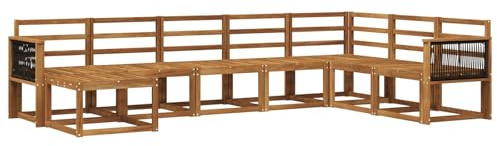 vidaXL Outdoor-Sofagarnitur 8 pcs Natur Massivholz Akazie, Moderner Garten Sofa, wetterfeste Eckcouch, Möbel zum Entspannen auf Terrasse, Patio Lounge und Komfortset