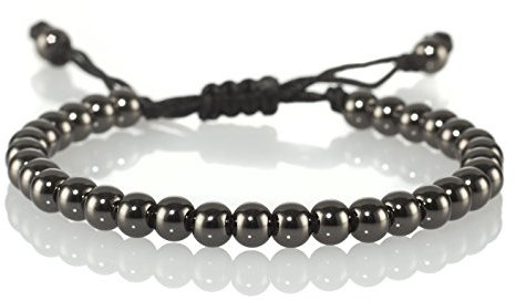 Bracelet Boules NAMANA pour Hommes. Boules en Acier sur Cordon Noir Coulissant. Disponible en Noir, Plaqué Or 14ct, Or Rose 14ct ou Acier Gris Métallique