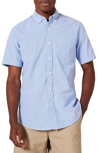 Amazon Essentials Men's Regular-Fit Short-Sleeve Pocket Oxford Shirt, Blue, M
