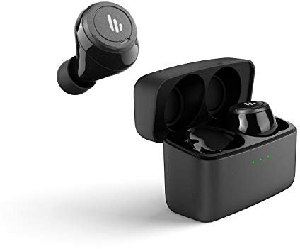 Edifier True Wireless Ohrhörer, Kopfhörer mit 32 Stunden Batterielaufzeit, Mikrofon und Ladestation, Bluetooth V5.0 aptX, IPX5 Spritzwasser- und Schweißschutz, einfache Kopplung, in schwarz