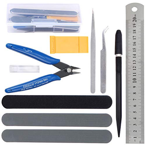 WiMas Kit de herramientas de modelo Gundam de 11 piezas, herramientas básicas de modelador, juego de manualidades de construcción de pasatiempos para reparación y fijación de edificios básicos