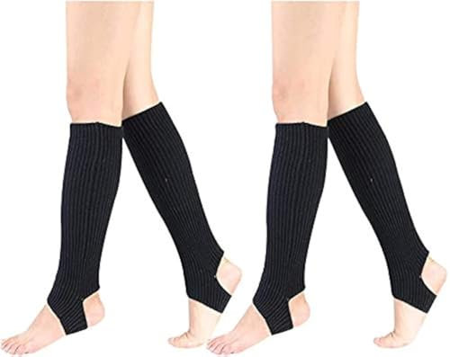 Guojanfon Modische Yoga-Socken für Damen und Mädchen, Workout-Socken, zehenlos, Training, Tanz, Beinstulpen (schwarz + weiß), Schwarz / Schwarz, Einheitsgröße