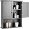 COSTWAY Armoire de Salle de Bains Armoire Murale Armoire à Pharmacie avec 2 Porte et 3 Etagères Rangement Dont 1 Paroi Réglable sans Miroir Couleur Blanche en Bois (Gris)