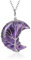 CrystalTears Amethyst Crystal Moon Necklace Tree Life Wire Wrapped Natural Healing Quartz Crystal Stone Necklace Gemstone Jewellry Crystal Mothers Day Gifts for Mum Women Her Wife