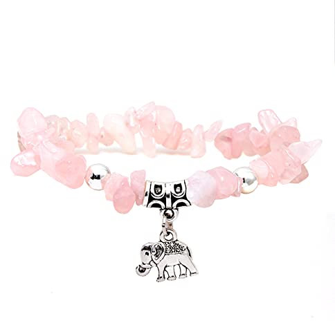 MILAKOO Rosenquarz Edelsteine Armband Damen Elefant Armband Damen 7 chakra armband Armreif
