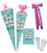Nestler Schultüten-Set zum Befüllen, Handgemachte Zuckertüte aus Karton - Motiv Koalafamilie, Hausaufgabenheft, Spitzenschutz, Schleife (85 cm 6-eckig)