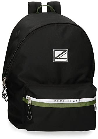 Pepe Jeans Luca Mochila para Portátil Doble Compartimento Adaptable 15,6 Negro 31x44x17,5 cms Poliéster 23,87L