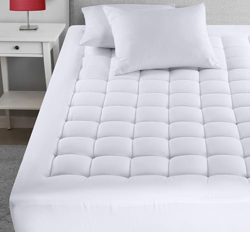 Utopia Bedding Full XL Matratzenauflage, gesteppter Premium-Matratzenschoner, tiefer Taschen-Matratzenbezug, dehnbar bis zu 40,6 cm, flauschige Matratzenauflage (137,2 x 203,2 cm, Weiß)