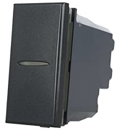 Pulsante Assiale 1P 16A compatibile Con Axolute per supporti e Moduli da incasso Nero Grigio/Silver Bianco (Nero cod.15)