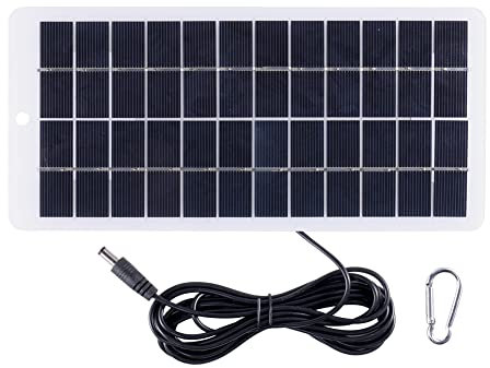 CRGANGZY Chargeur de batterie pour panneaux solaires 12 V avec mousqueton DC 10 W pour caméra de surveillance de randonnée en plein air