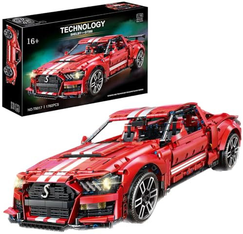 Technik Auto für Forde Mustang Shelby GT500, 1:10 Groß Automodell Bausatz, 2814 Teile MOC Klemmbausteine Auto Set