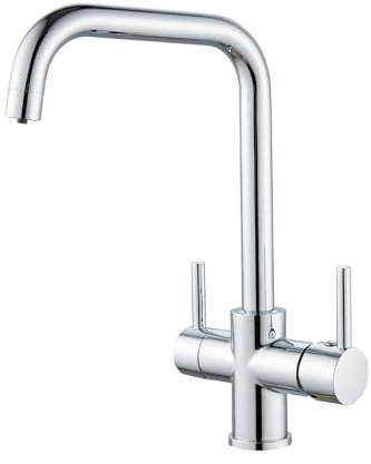 PLUSSEN 3 Vie Rubinetto Cucina Molla con Spirale e Doccetta Tira fuori estraibile per I Sistemi Osmosi Filtro L'acqua Acqua, Miscelatore Monoleva Monocomando per Lavello potabile (CFJS01-DU)