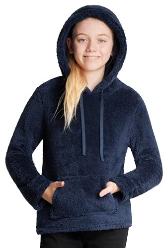 CityComfort Felpa Bambina - Felpa con Cappuccio di Pile 5-14 Anni - Felpe Ragazza Pesante Invernale Felpe Pelose Teddy da Casa (Blu, 9-10 Anni)