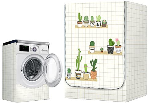 Fansu Funda Lavadora Exterior Impermeable, Planta Cubierta para Lavadora/Secadora de Carga Frontal con Cremaller Universal Protector Solar Funda de Protección (S (4-7,5kg),Beige)