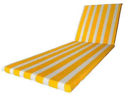 Il Tuo Artigiano Design Wasserdichtes Kissen für Sonnenliege, 190 x 60 cm, wasserabweisendes Polyester, abnehmbarer Bezug, hergestellt in Italien (Weiß und Gelb)