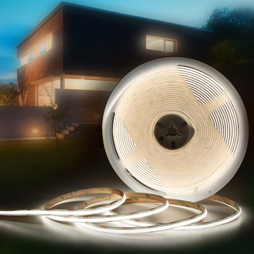 HEXIM COB LED Strip, 1-15 Meter LED Streifen, Auswahl: weiß/CCT/RGB, dimmbar 24V, IP20, 3000-6000K, Band 8mm breit, Leuchtband selbstklebend (4 Meter neutralweiß)