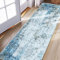 JURLEA Flurläufer Rutschfester Teppichläufer für Flure Küche & Wohnzimmer waschbar leicht Langer Läufer (Creme/Blau, 80 x 300 cm)