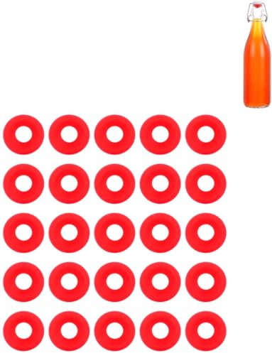 25 Stück Gummidichtungen Für Gläser, Gummi für Bügelflaschen,Rote Silikondichtungen Für Swing-Flip-Top-Flaschen, Selbstgebraute Bierflaschen