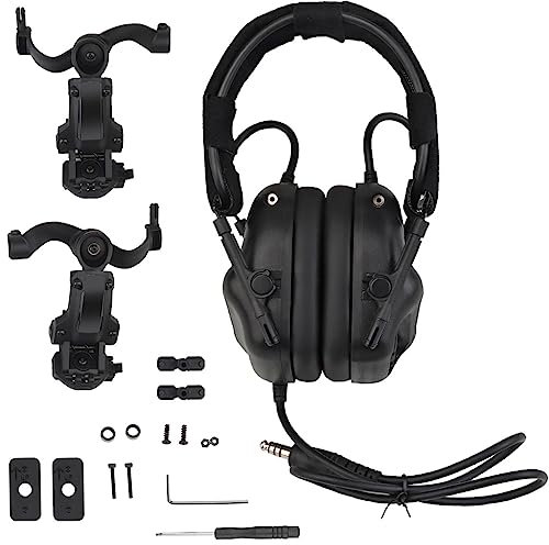 Casque Tactique Casque Antibruit Pliable Une Pièce Casque Antibruit Électronique Protection Sonore Tir Chasse Casque Tactique avec Protège-Oreilles en Silicone (Color : HD-20-BK)