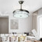 Depuley Retractable Crystal Ceiling Fans with Lights,42 Inch Modern Bladeless LED Ceiling Fan Lights with Remote,Smart Reversible Ceiling Fans with Lamps for Bedroom Living Room,3000K-6000K, Silver