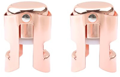 Luckious Brand 2 Pcs Champagne Stopper - Stainless Steel Vacuum Wine Stopper Prosecco Bottle Sealer Stoppers(Rose Gold)