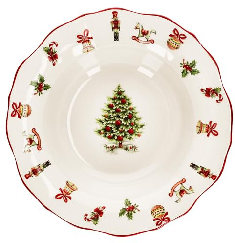 MamboCat Maestro Natale Assiette creuse, 350 ml, en céramique italienne, profonde, avec décor de Noël, pour salade, soupe, riz et pâtes pour Noël, l'Avent et Saint-Nicolas