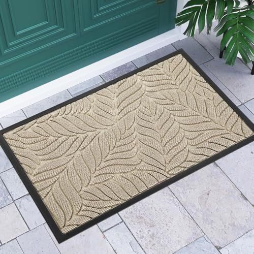 Yimobra Schmutzfangmatte waschbar, 92 x 61 cm, rutschfeste Sauberlaufmatte für draußen – Premium Fußmatte gegen Schmutz und Staub,Beige