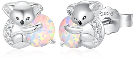 Suoye Koala Ohrstecker 925 Sterling Silber Niedliche Tier Ohrstecker Mädchen Kinder Känguru Ohrringe mit Opal