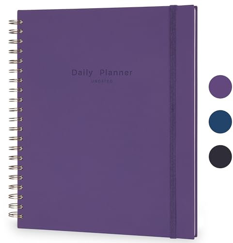 AuroPlanner Undatierter Tagesplaner, To-Do-Liste, Stundenplan 2026, 2025, 2024, Kalender und Urlaubs-Gewohnheiten-Tracker, 200 Seiten, Briefgröße, 21,6 x 27,9 cm, Hardcover, Spiralbindung, Notizbuch