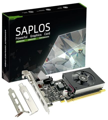 SAPLOS GT 730 4GB Scheda Grafica, 2 HDMI, DisplayPort, VGA, DDR3 64-bit, Scheda Video Low Profile PC, Computer GPU, Bassa potenza, PCI Express x8, DirectX 12