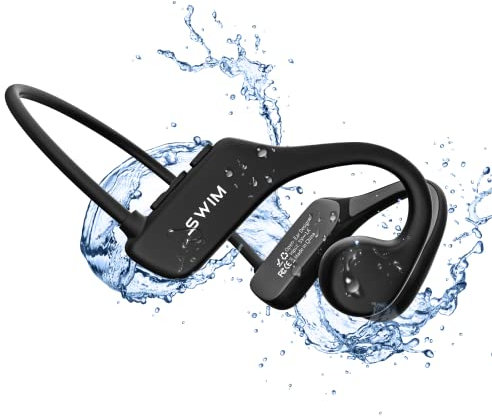 Hiteblaz Bone Conduction Headphones Bluetooth 5.3, Swimming Headphones IP68 Waterproof with 32G Memory, Open Ear Wireless Headset, Sport Earphones Swim MP3 for Swimming Running Cycling Black