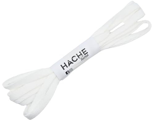 Hache Laces 1 Par de Cordones Blancos Planos Poliester Para Calzado Deportivo 150cm