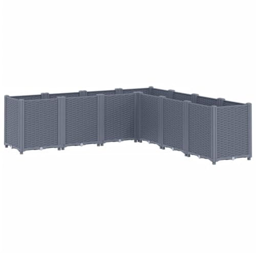 vidaXL Jardinera, Maceta para Plantas Hierbas Flores, Jardinera Modular, Macetero para Jardín Terraza Patio Balcón, PP Azul Gris 160x160x53 cm