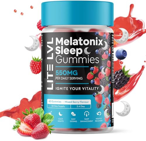 LITE LVL - 60 x Melatonix Sleep Gummies for Adults - Berry Bliss Flavoured Sleeping Gummies - Sleep Vitamins