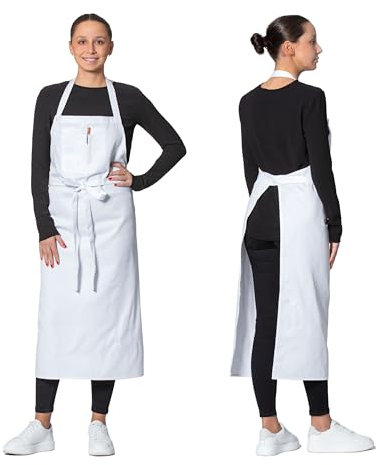 ZOLLNER Schürze mit Latz 65% Baumwolle, 35% Polyester, 80x100 cm, Weiß