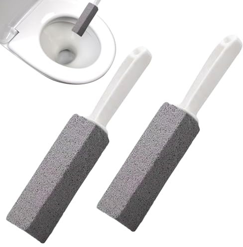 MEKEET 2PCS Toilet Pumice Stone Cleaner with Handle for Removing Water Rings & Stains on Toilets, Kitchen, Bath, Pool, Grill & Sink