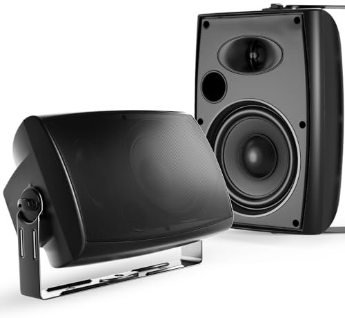 STUDIOFINIX 6.5 Inch 400W Outdoor Bluetooth Speakers Waterproof Wired, Wall Mount Speakers All-Weather Durability for Patio, Covered, Deck, Porch, Pool(Pair, Black)