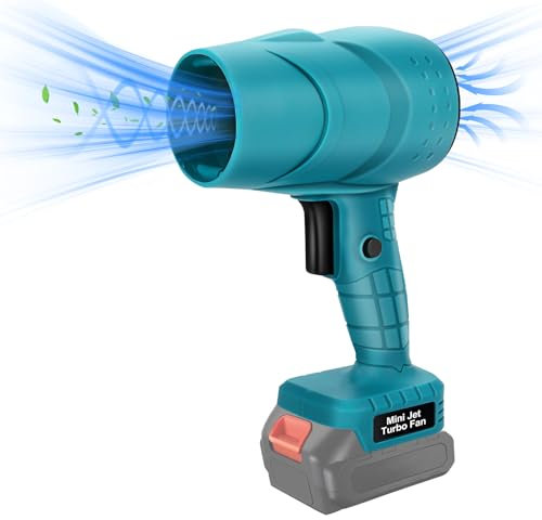 Akku Gebläse Kompatibel mit Makita 18V Lithium-Akku, Mini Turbolader Laubbläser, 0-38000 RPM, für Rasenpflege, Laubblasen, Auto und Eckenreinigung (Ohne Akku, Ohne Ladegerät) (Blau)