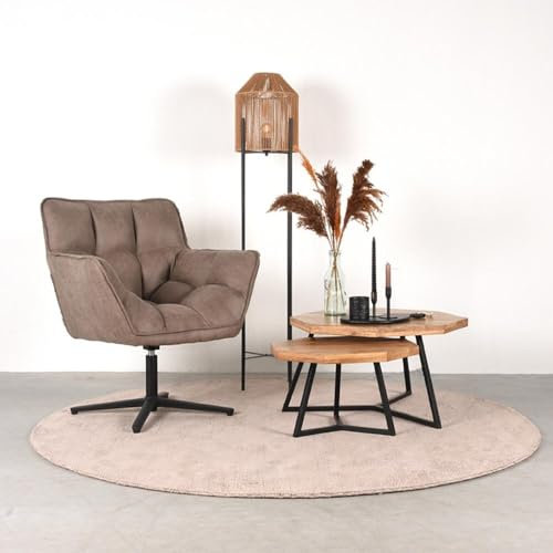 RINGO-Living Couchtisch Set aus Mangoholz - Vintage Wohnzimmertisch 2er Set für Dein Sofa - Massivholz Satztisch Hexagon für Dein Wohnzimmer & Schlafzimmer - Beistelltisch mit Ablage für Deine Couch